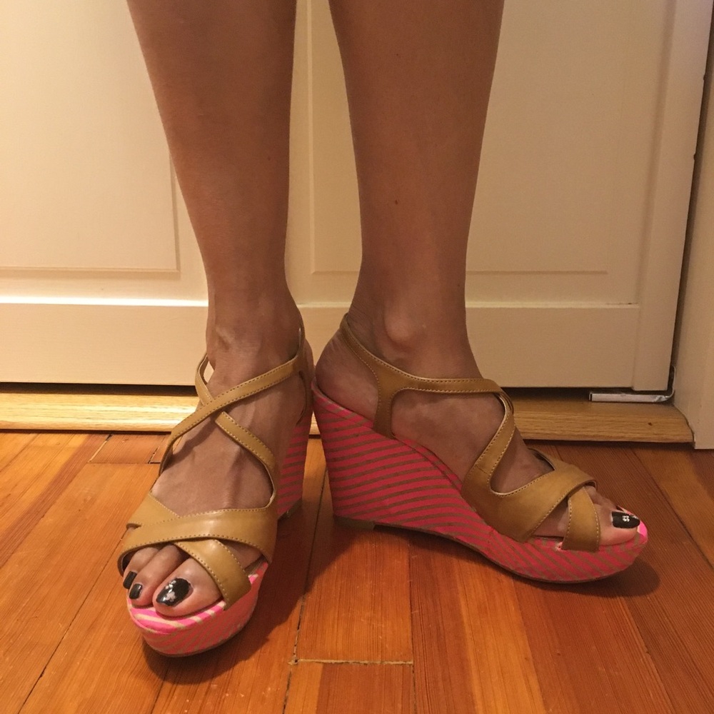 Strap on Open Toe Wedge Heels